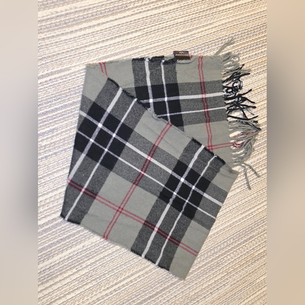Dockers Gray and Black Plaid Scarf